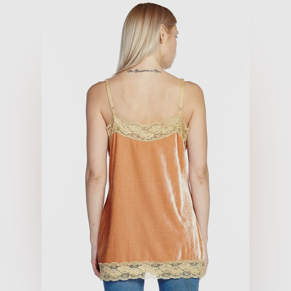 ARATTA Vintage Velvet Dreams Camisole Tank with Lace Trim - Picture 2 of 3
